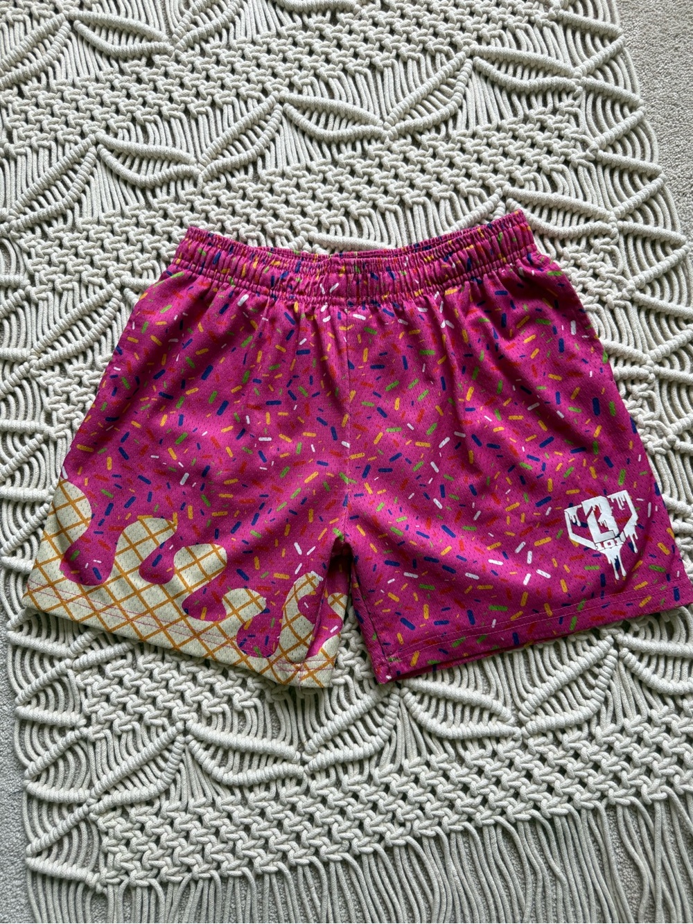 Baseball lifestyle 101 Ice Cream Youth Large Shorts-Strawberry